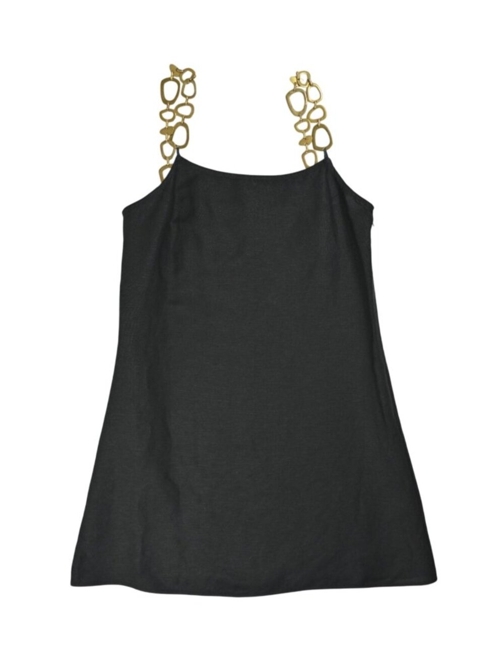 Solid & Striped Chain Strap Linen Mini Dress in Black